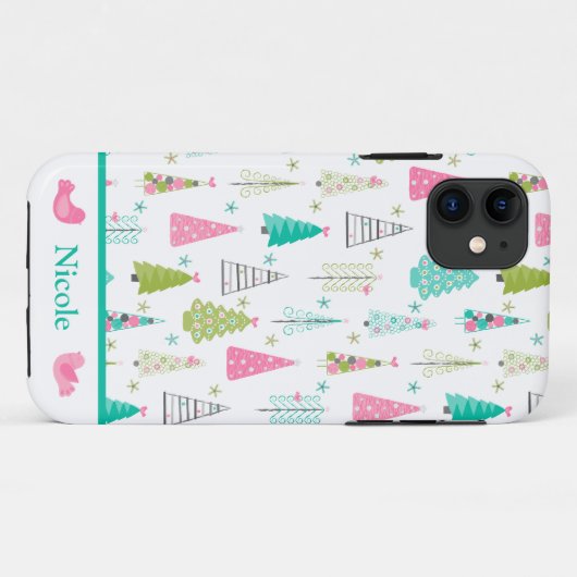 Roze kerstboom Case-Mate iPhone case (Achterkant (horizontaal))