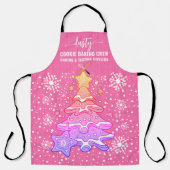 Roze Kerstboom Cookie Baking Crew Sneeuwvlokken Schort (Voorkant)