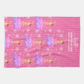 Roze Kerstboom Cookie Baking Crew Sneeuwvlokken Theedoek (Horizontaal)