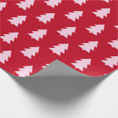 Roze Kerstboom Donkerrood Cadeaupapier (Hoek)