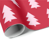 Roze Kerstboom Donkerrood Cadeaupapier (Rol Hoek)