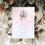 Roze kerstboom een vrolijk klein baby shower kaart<br><div class="desc">Roze Kerstboom een vrolijk klein baby shower Invitation Matching items beschikbaar.</div>