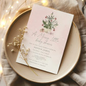 Roze kerstboom een vrolijk klein baby shower kaart