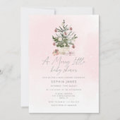 Roze kerstboom een vrolijk klein baby shower kaart (Voorkant)