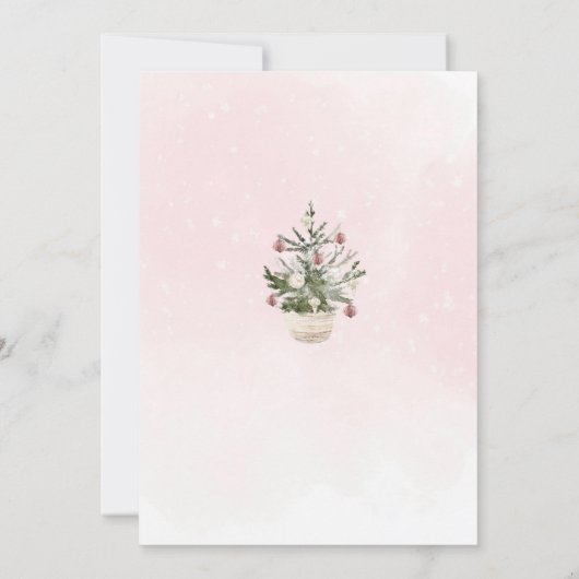Roze kerstboom een vrolijk klein baby shower kaart (Achterkant)