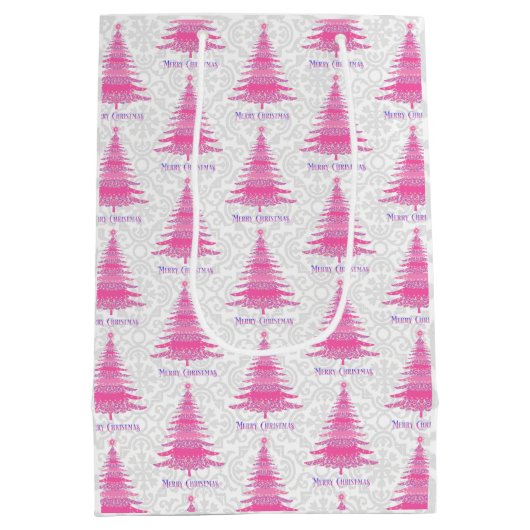 Roze Kerstboom Elegant Medium Cadeauzakje (Achterkant)