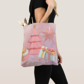 Roze kerstboom en gouden sterren tote bag (Dichtbij)