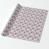 Roze kerstboom en kaars inpakpapier (Uitgerold)