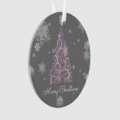 Roze kerstboom en Ornament met sneeuwvlokken (voorkant)