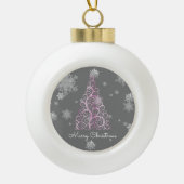 Roze kerstboom en sneeuwvlokken keramische bal ornament (Voorkant)