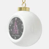 Roze kerstboom en sneeuwvlokken keramische bal ornament (Rechts)