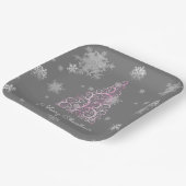 Roze kerstboom en Snowflakes Bord van papier (Gebogen)