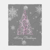 Roze kerstboom en Snowflakes Fleece Blanket (Voorkant)