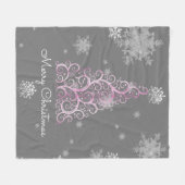 Roze kerstboom en Snowflakes Fleece Blanket (Voorkant (Horizontaal))