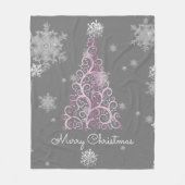 Roze kerstboom en Snowflakes Fleece Blanket Deken (Voorkant)