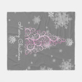 Roze kerstboom en Snowflakes Fleece Blanket Deken (Voorkant (Horizontaal))
