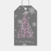 Roze kerstboom en Snowflakes Gift Label Cadeaulabel (Voorkant)