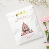 Roze Kerstboom Feest Bedankzakje (Gezegeld)