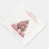 Roze Kerstboom Feest Servet (Hoek)