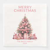 Roze Kerstboom Feest Servet (Voorkant)