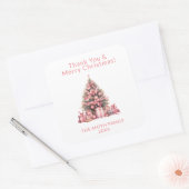 Roze Kerstboom Feest Vierkante Sticker (Envelop)