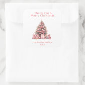 Roze Kerstboom Feest Vierkante Sticker (Tas)
