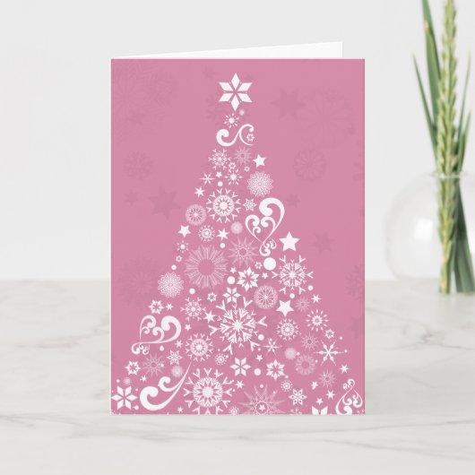 roze kerstboom feestdagen kaart (Voorkant)