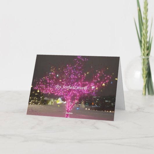 Roze Kerstboom Feestdagen Kaart (Achterkant)