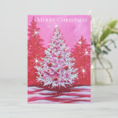  roze kerstboom feestdagenkaart (Staand voorkant)