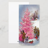  roze kerstboom feestdagenkaart (Voorkant / Achterkant)