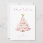 Roze kerstboom feestdagenkaart (Voorkant)