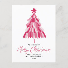 Roze kerstboom feestdagenkaart