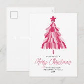 Roze kerstboom feestdagenkaart (Voorkant / Achterkant)