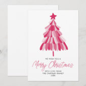 Roze kerstboom feestdagenkaart (Voorkant / Achterkant)