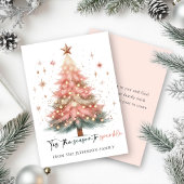 Roze kerstboom feestdagenkaart