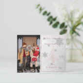 Roze Kerstboom Foto Feestdagenkaart (Staand voorkant)