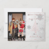 Roze Kerstboom Foto Feestdagenkaart (Voorkant)