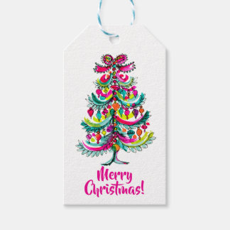 Roze Kerstboom Gay Regenboog Pride Cadeaulabel