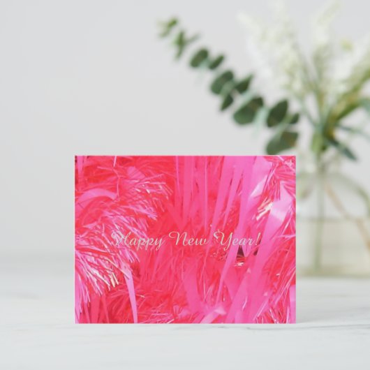 Roze Kerstboom Gelukkig Nieuwjaar, briefkaart (Staand voorkant)