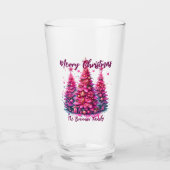 Roze kerstboom gepersonaliseerd gezin glas (Voorkant)