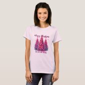 Roze kerstboom gepersonaliseerd gezin t-shirt (Voorkant volledig)