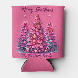 Roze kerstboom Gepersonaliseerde familie Blikjeskoeler
