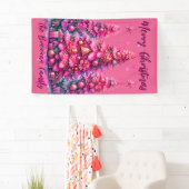 Roze kerstboom Gepersonaliseerde familie Spandoek (Insitu)