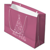 Roze Kerstboom Gift Bag Groot Cadeauzakje (Voorkant Gekanteld)