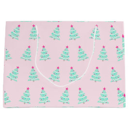 Roze Kerstboom Gift Bag Groot Cadeauzakje