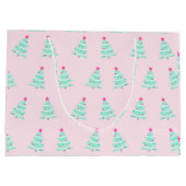 Roze Kerstboom Gift Bag Groot Cadeauzakje (Achterkant)