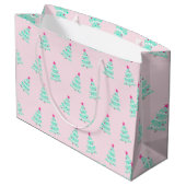 Roze Kerstboom Gift Bag Groot Cadeauzakje (Achterkant Gekanteld)