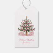 Roze Kerstboom Gift Label Cadeaulabel (Voorkant)