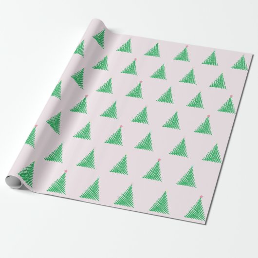 Roze Kerstboom Gift Wrap Cadeaupapier (Uitgerold)
