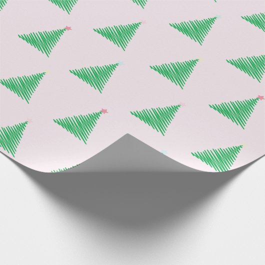 Roze Kerstboom Gift Wrap Cadeaupapier (Hoek)